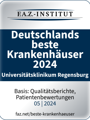 Auszeichnung des F.A.Z.-Instituts - Deutschlands beste Krankenhuser 2024, Universittsklinikum Regensburg - Basis: Qualittsberichte, Patientenbewertungen 05|2024 - faz.net/best-krankenhaeuser